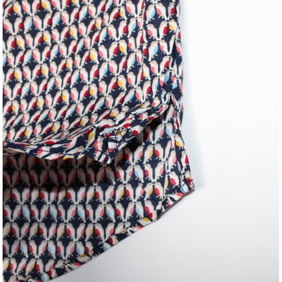 St. John Bay Womens Navy Multicolor Bird Pattern Button Long Sleeve Shirt Blouse - Picture 6 of 11